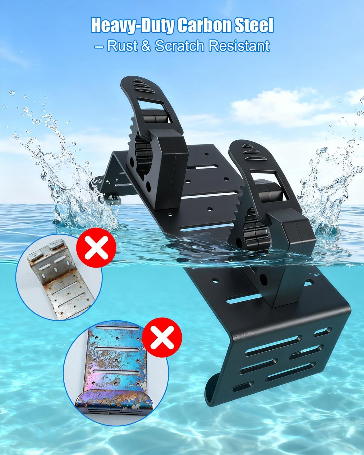 Truck Bed Rail Mount Brackets Compatible with Ford Maverick 2022-2025 F150 2015-2025 Ranger 2019-2025 Truck Bed Rail Track System, Modular Carbon Steel Accessory Mount for Shovels, Axes(3-Set Clamps)