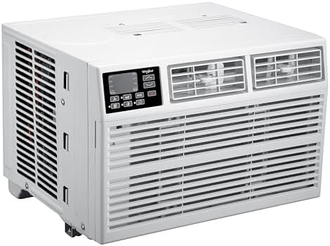 Whirlpool 12,000 BTU 115V Window-Mounted Air Conditioner with Remote Control, Window AC for Rooms up to 550 Sq.Ft, LCD Display, Auto-Restart, 24H Timer, White