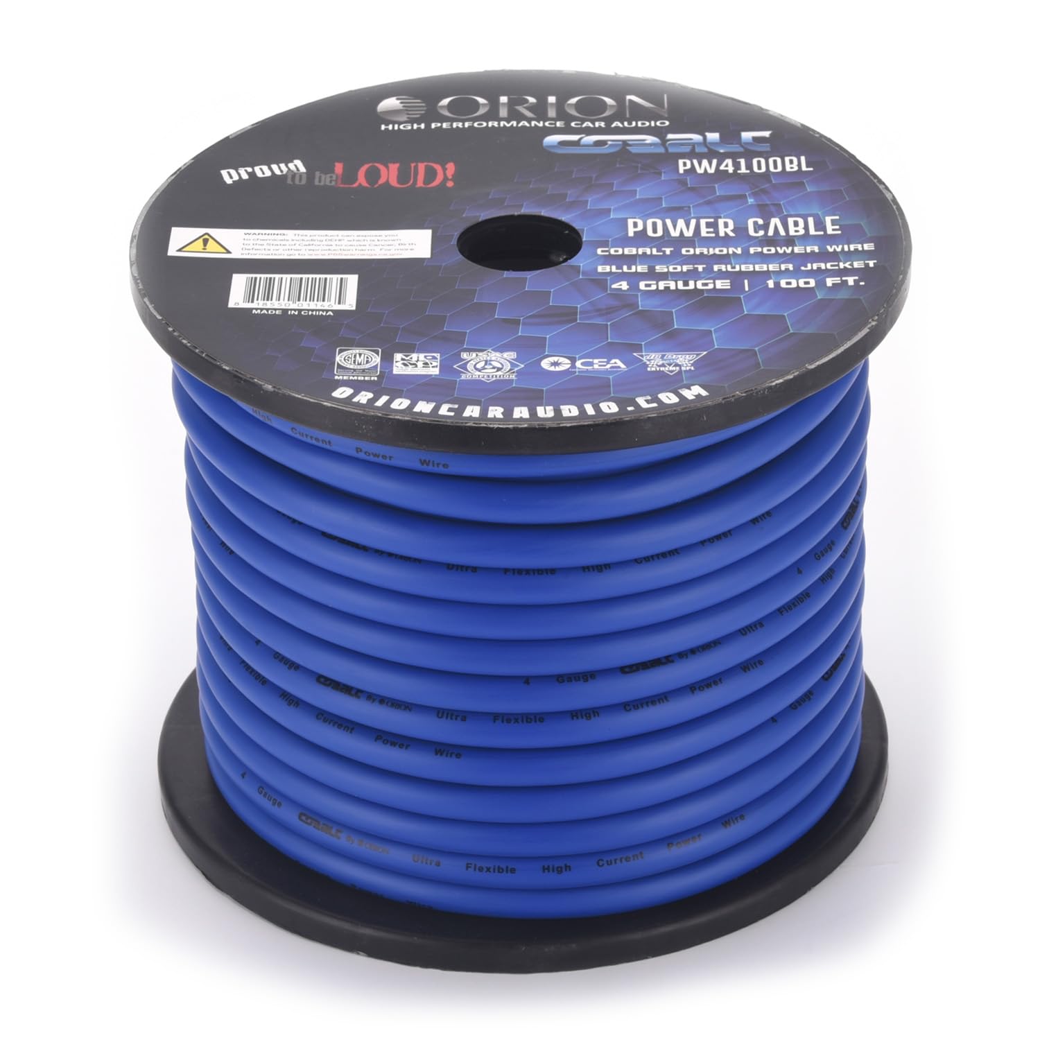 Orion Cobalt PW4100BL 4 Gauge Wire (100ft) Copper Clad Aluminum CCA - High Powered Car Audio/Amplifier Power & Ground Cable, Battery Cable, Home Speaker Stereo, Welding Battery, RV Trailer Wiring