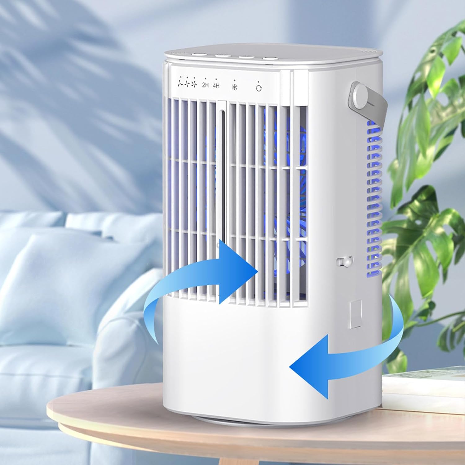 HELLORSO Mini Air Conditioner, Portable Air Conditioners AC, 900mL Water Tank, Auto-off Timer, Plug In Use USB Interface, Evaporative Air Cooler With 3Speeds, Desktop Fan For HomeOutdoors (White-1pc)