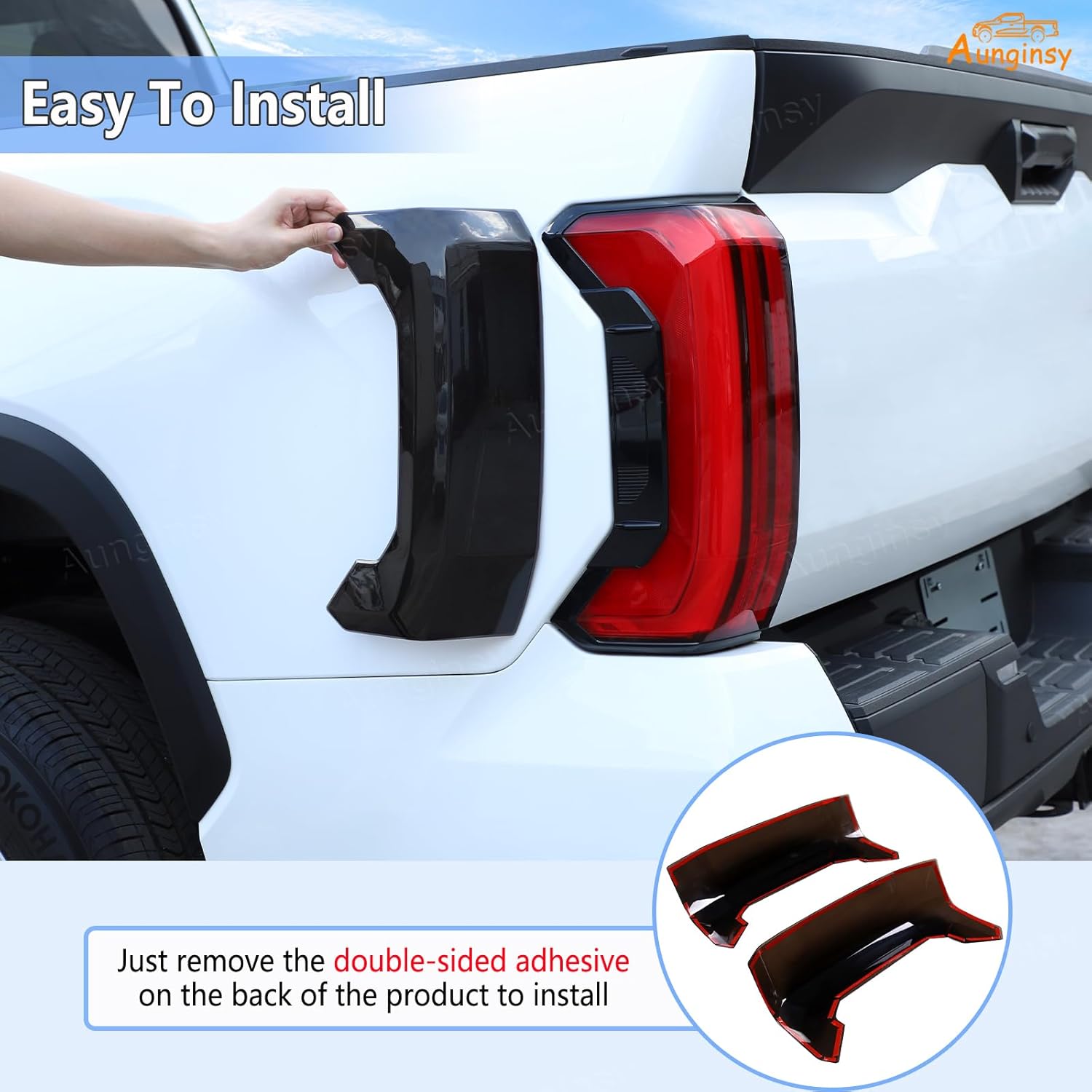 Aunginsy Tail Light Lamp Cover Compatible with Toyota Tundra 2022-2026, Rear Taillight Lamp Cover Shell Shade Smoked Black Frame Bezels Trim Cover Rear Headlight Protection Cover Exterior Accessories