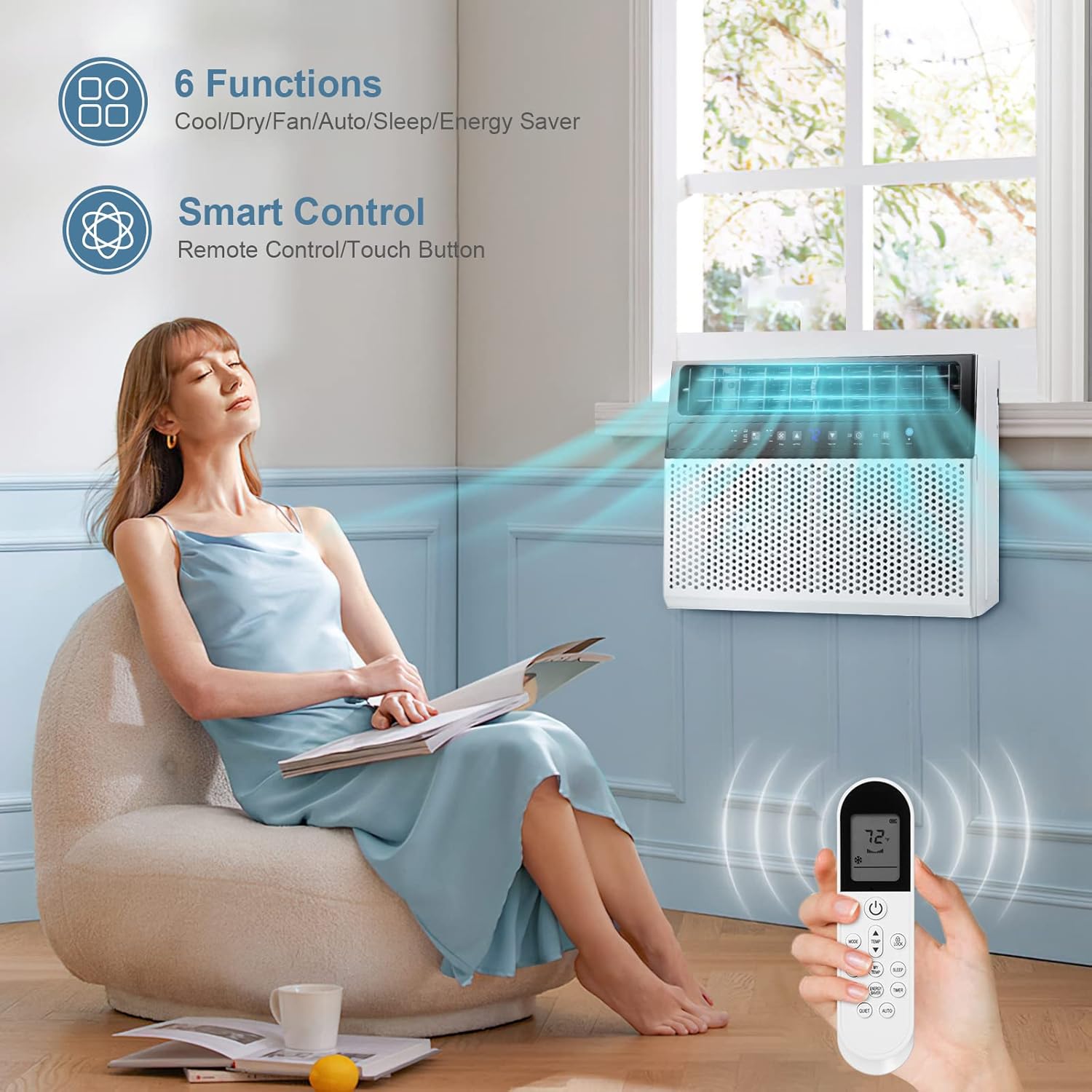 Antarctic Star 10,000 BTU Window Air Conditioners, U-Shaped Air Condtioner Window Unit Cools up to 450 Sq.Ft, Energy-saving Window AC Units, 6 Modes 24H Timer, Easy to Instal, White