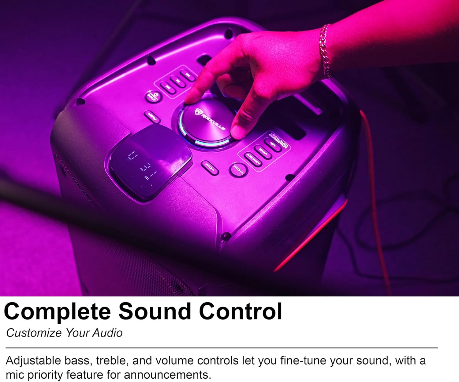 Rockville Rock Party 9 1000W Portable Bluetooth Speaker, Dual 8