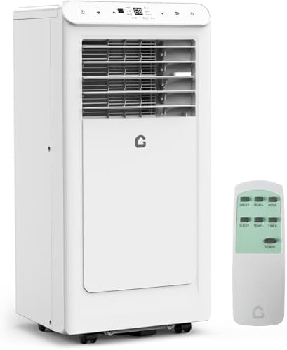 10,000 BTU Portable Air Conditioner, 3-In-1 Ventless Portable Air Conditioner with Dehumidifier, Fan, Room AC Unit Cools Up to 350 Sq.Ft., Auto Swing, 24H Timer, Windows Kit Included, White