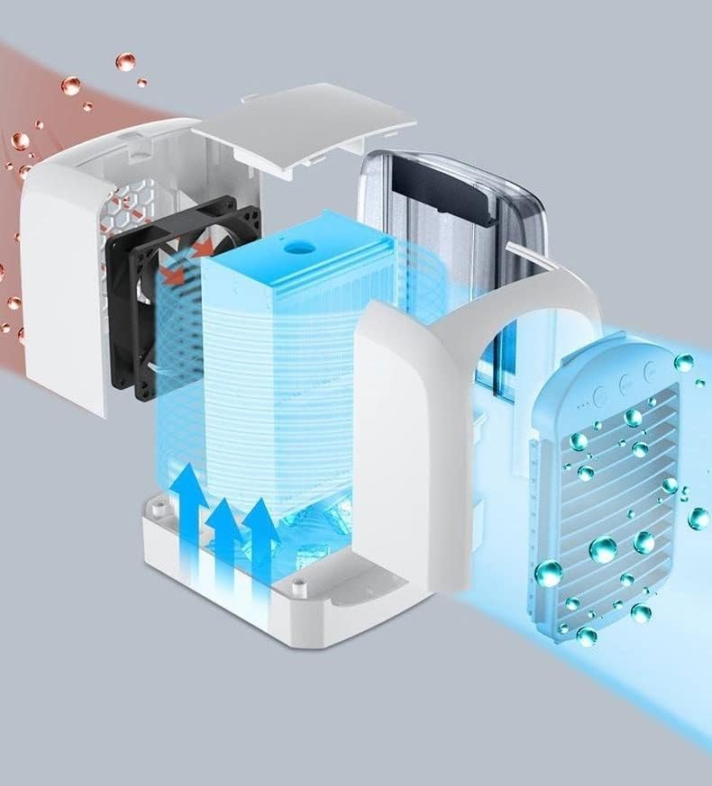 Portable Air Conditioner, 3 Speed Adjustable Evaporative Air Cooler Fan, Mini Personal Air Cooler, for Home, Office, Bedroom (Color : Pink) (Blue)