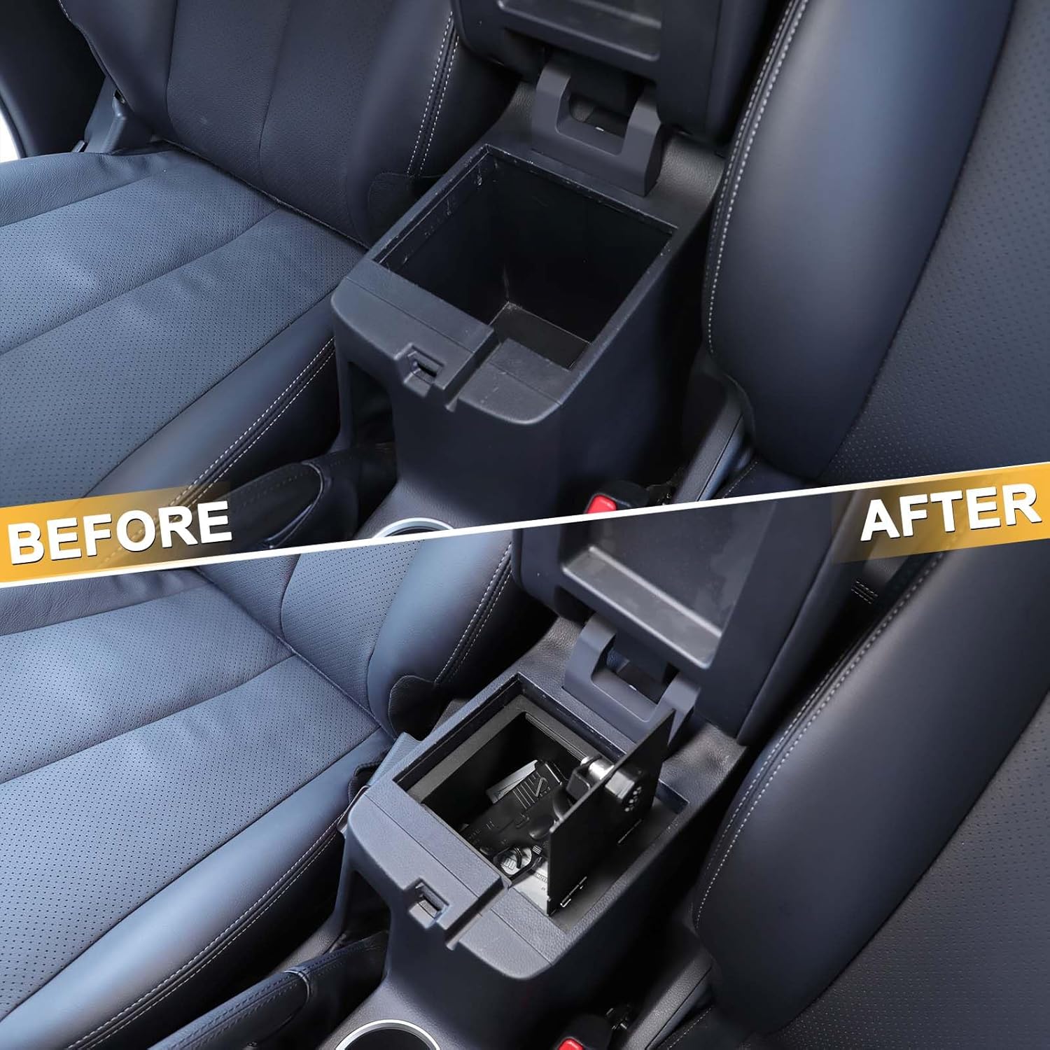 Center Console Safe Lockbox Compatible with M-itsubishi L200 / Triton 2019-2023 Accessories, 3-Digit Combo Lock Console Gun Vault Safe Storage Box Accessories