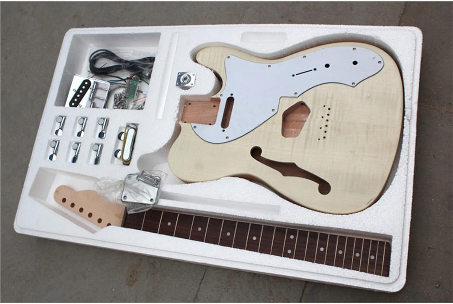 TSTS 6-String Electric Guitar Semi-Finished Products with A Full Set of Accessories Self-Assembly Unfinished Electric Guitar Kit