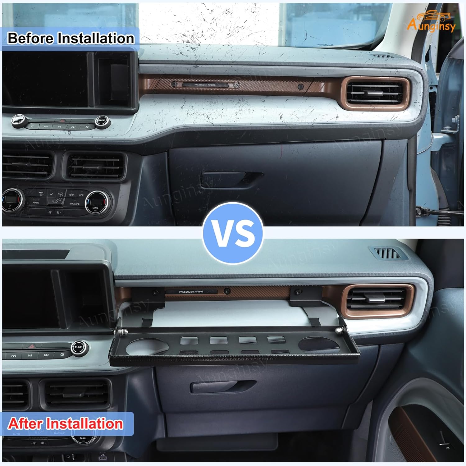 Car Passenger Storage Organizer Tray Compatible with Ford Maverick 2022-2024, Center Console Dash Co-Pilot Multifunctional Storage Rack Shelf Panel Foldable Mount Bracket Expansion Baffle Accessories