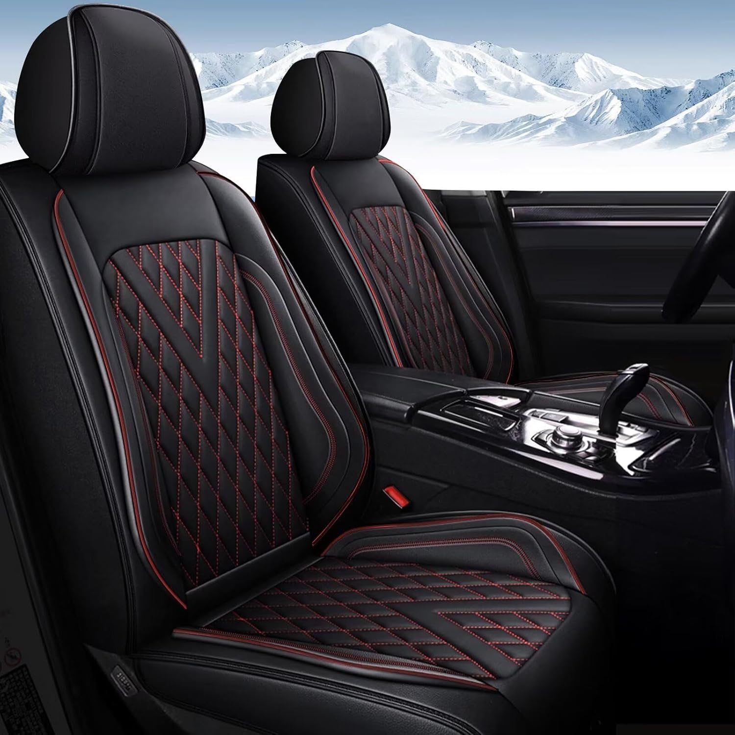 Full Set Car Seat Covers Fit for Subaru Impreza 2012-2025 2026 Faux Leather Seat Cushion 2 Rows 5 Seats Waterproof Anti-Slip Automotive Interior Accessories (Red Line)