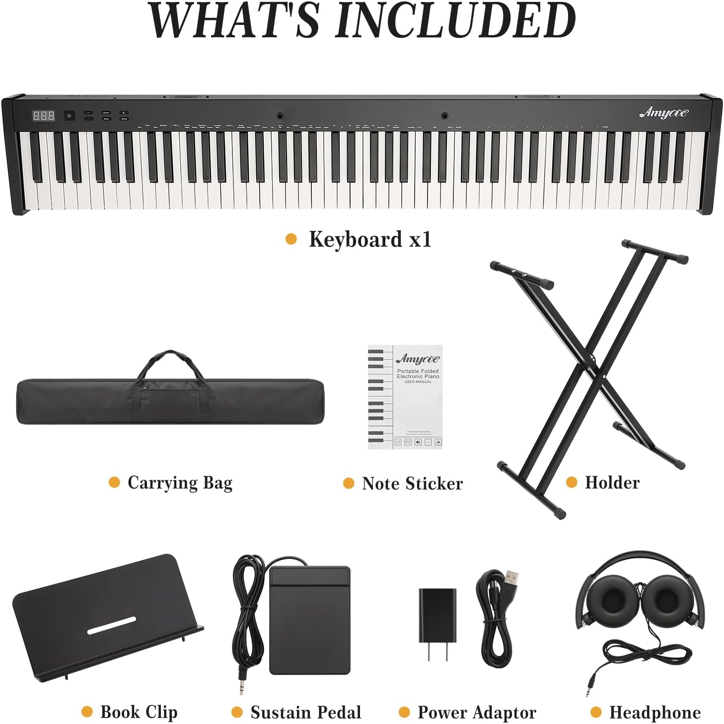 88 Key Piano Keyboard, Electric Piano Keyboard with Weighted Keys & Magnetic Keys, Portable Digital Piano for Beginners - Foldable Electronic Keyboard Piano Full Size, Carry Bag