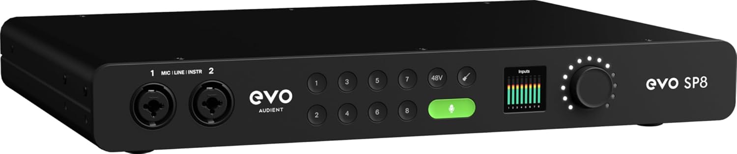 Audient EVO SP8 8 Channel Smart Preamp with AD/DA Bundle with 2 Instrument Cables, 2 XLR Cables, and Austin Bazaar Polishing Cloth