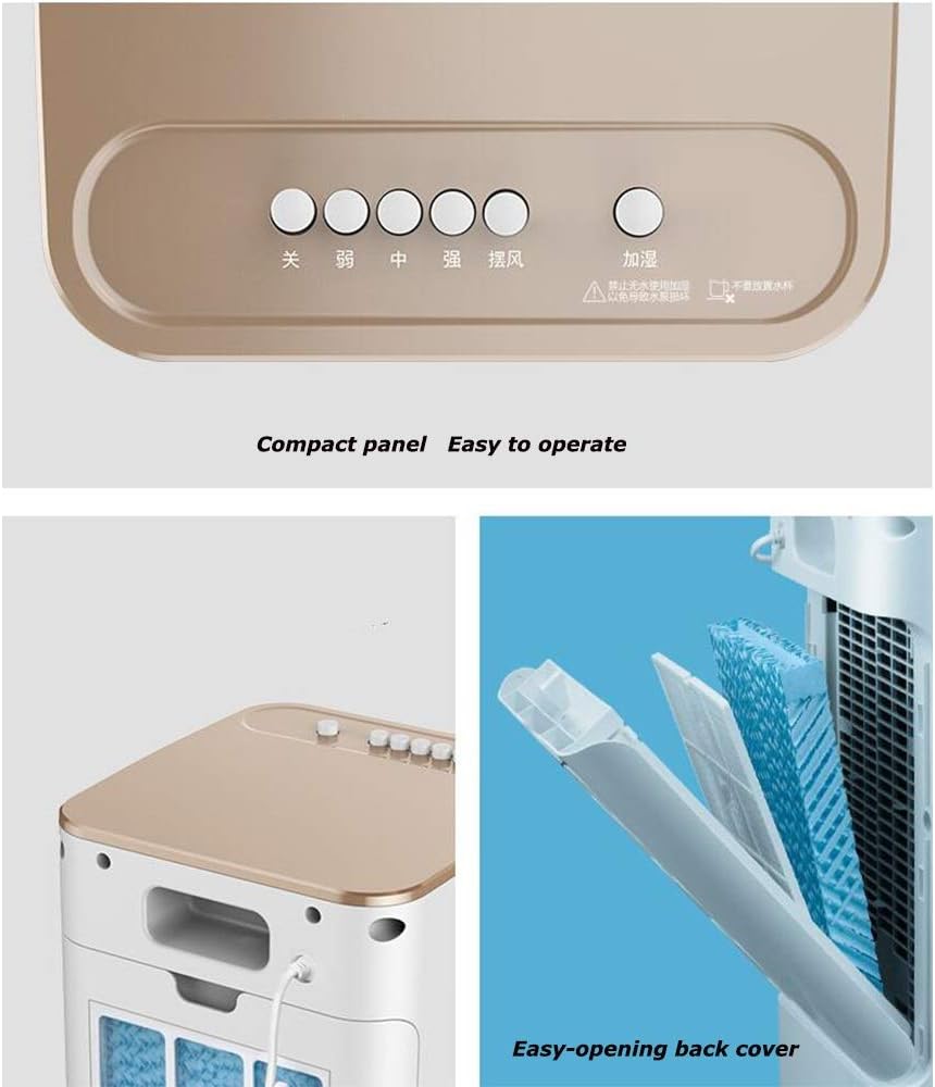 Cooling Fans Evaporative Air Coole, with Humidifier, Air Conditioner 3 Speed, 60° Oscillation,Misting for Home Office Bedroom 50W Oscillation Function