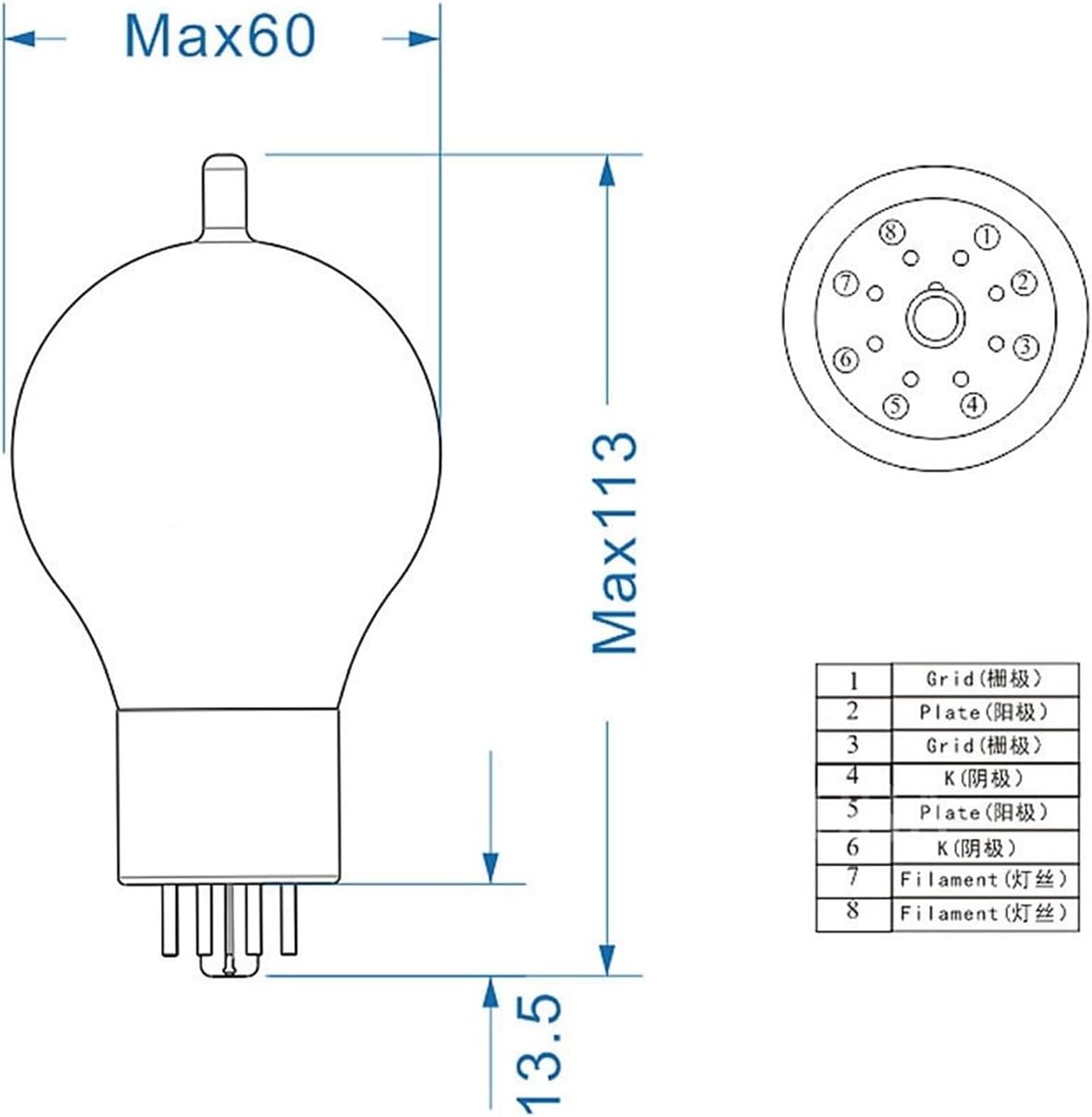 6SN7-BE Vacuum Tube Replaces 6SN7 6N8P CV181 ECC32 6H8C HiFi Audio Tube Amplifier kit DIY Matching Four-Way(4pcs Matched Quad)