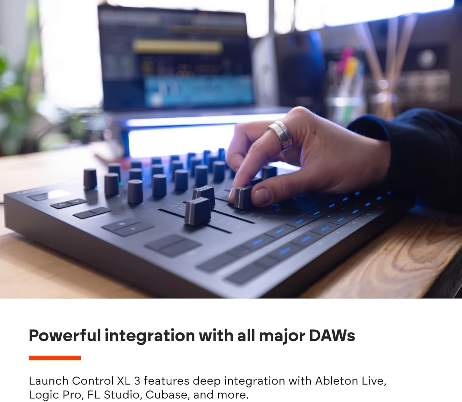 Novation Launch Control XL 3 – USB Powered, MIDI Control Surface and Mixer for DAW and Hardware Integration with 8 Faders, 24 Endless Encoders, 5-Pin MIDI I/O, and Music Software Bundle