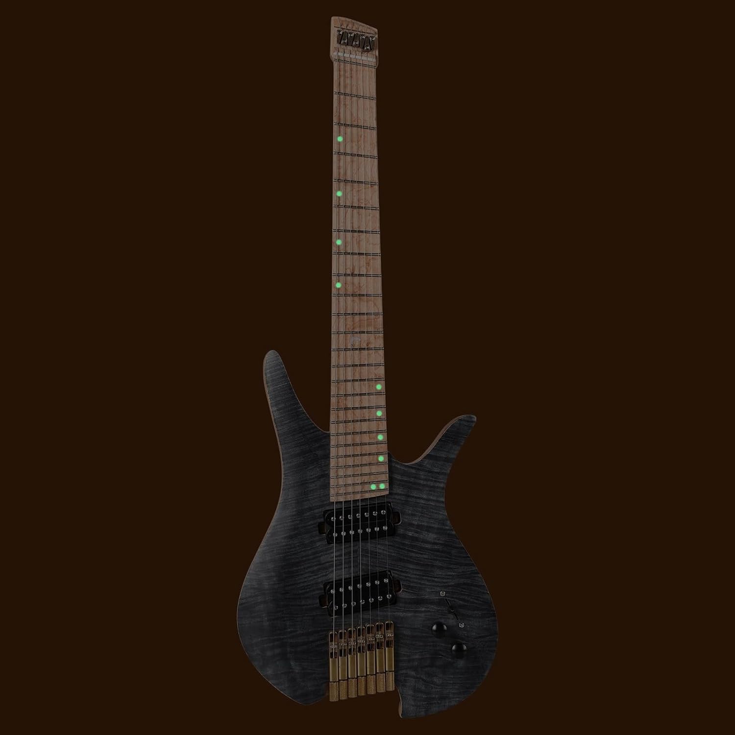 7 String Fanned Fret Headless Electric Travel Guitar Ash Wood with Flame Maple Veneer Professional Headless Guitar