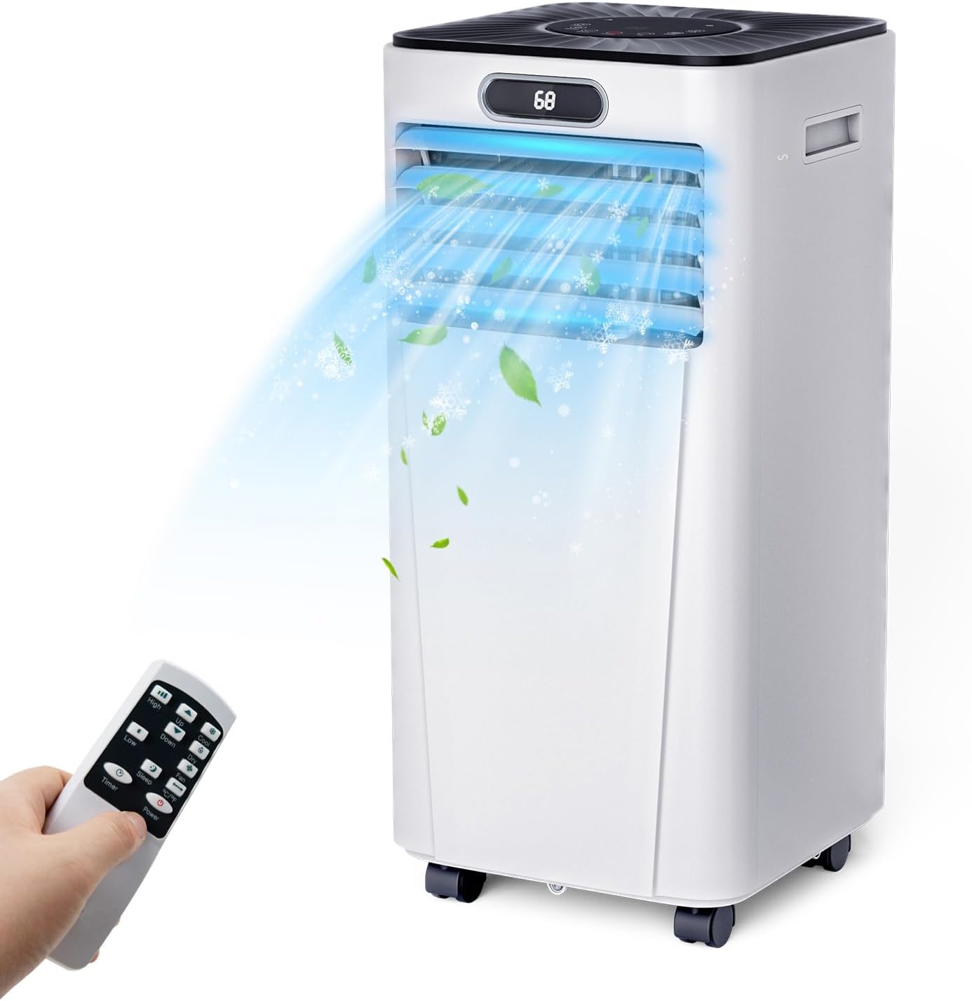 KOTEK Portable Air Conditioner, 10000 BTU Air Cooler for Rooms up to 350 Sq.Ft w/Dehumidifier & Fan, Sleep Mode, 24H Timer, Remote Control, Standing AC Unit for Bedroom (White)