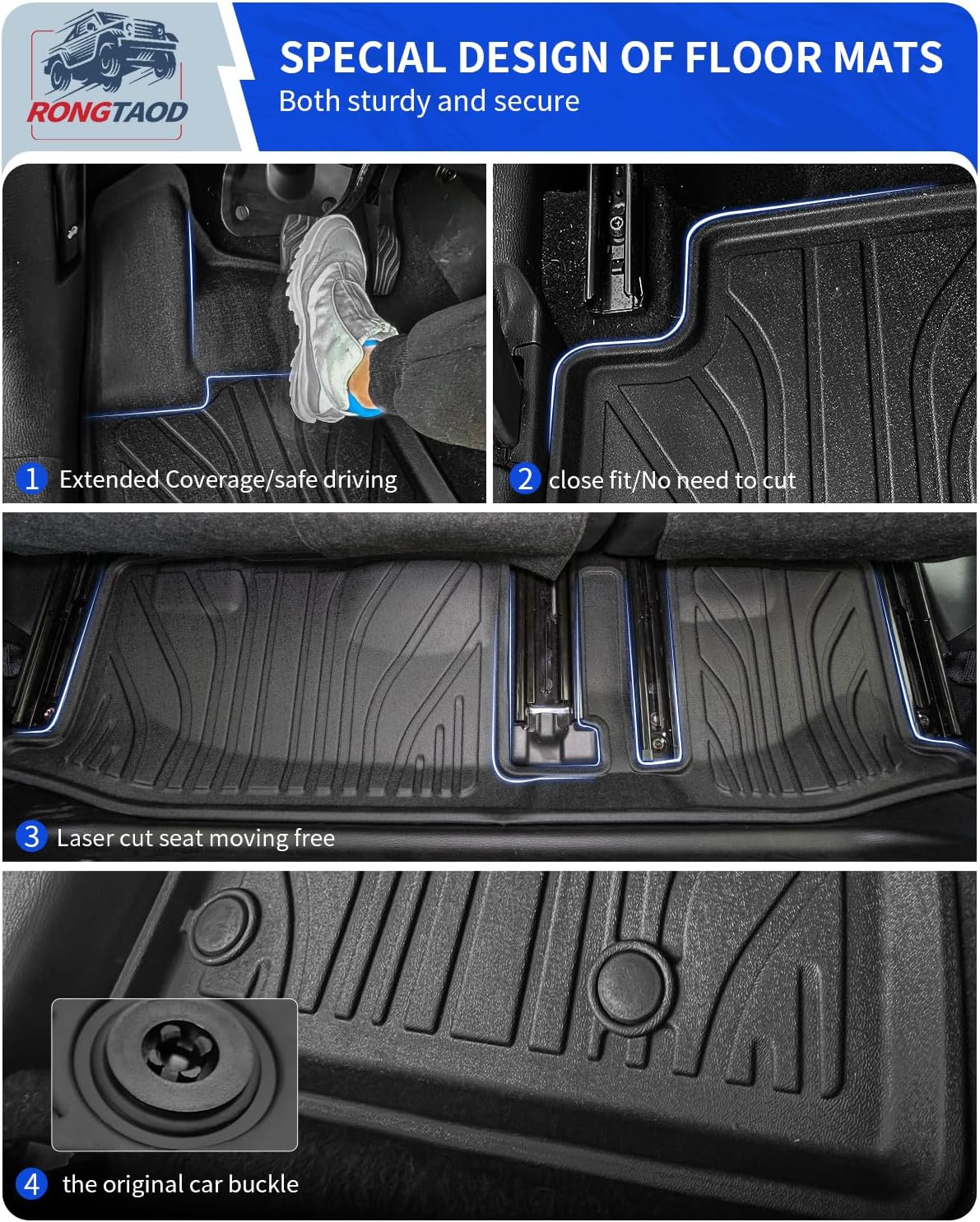 Rongtaod Floor Mats Compatible with 2022-2025 Mitsubishi Outlander 7 Seats Cargo Mat Trunk Mat Cargo Liner Back Seat Cover Protector 2024 Outlander Accessories (Trunk Mat+Backrest Mats+Floor Mats)