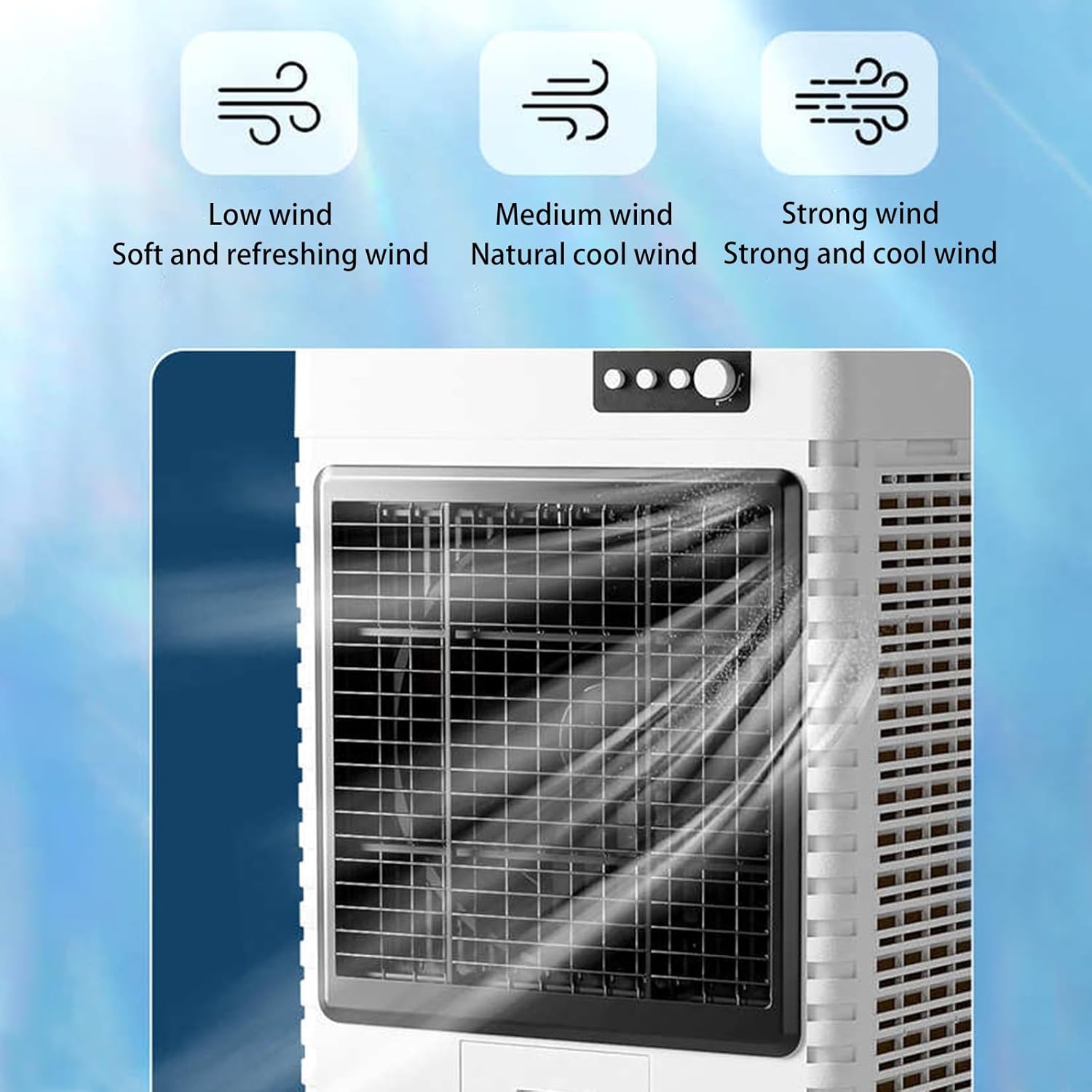 Windowless Air Conditioner, Evaporative Swamp Cooler with 3 Speeds and Large Tank, Portable Air Cooler for Room Office Garage Use