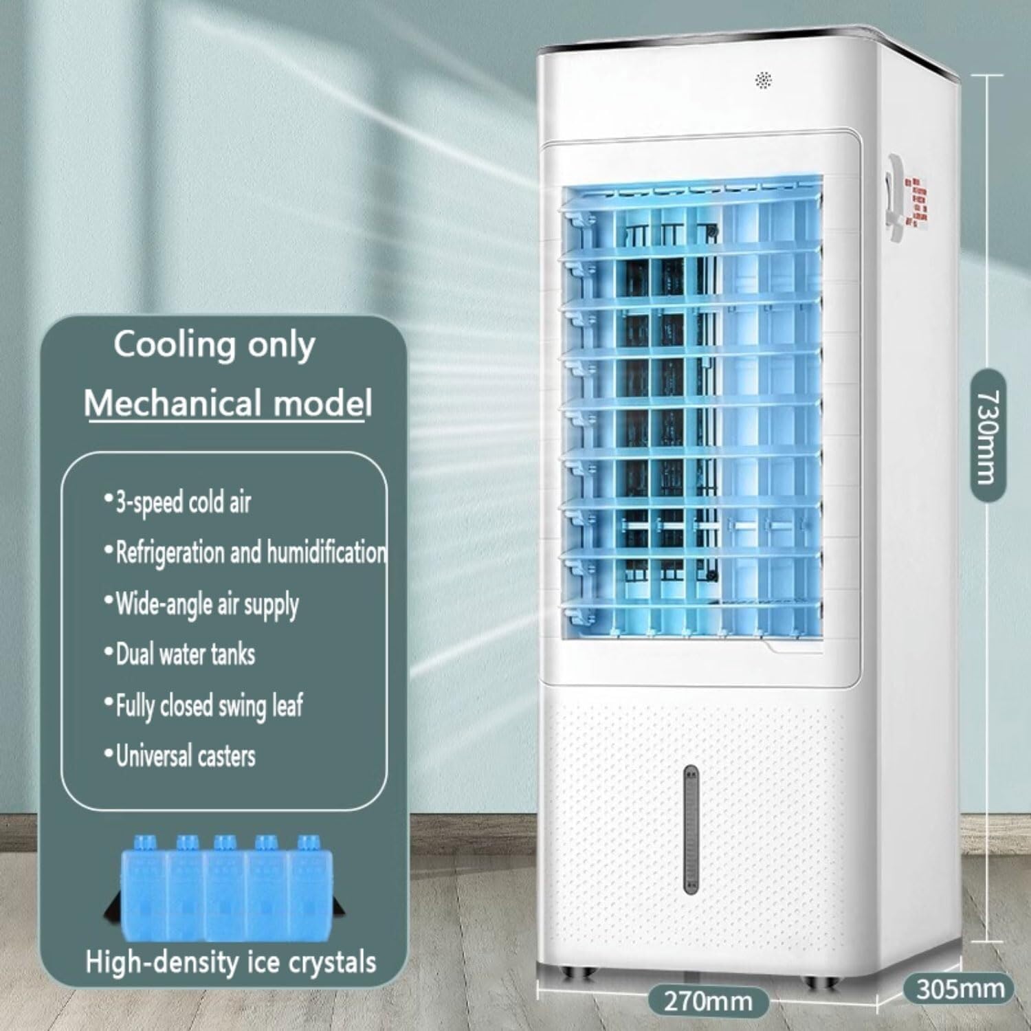 4-in-1 Portable Air Conditioner, 7L Tank Evaporative Air Cooler with Heating, 3 Speeds, 12H Timer, 120° Oscillation for Home, Room & Office – No Hose Needed