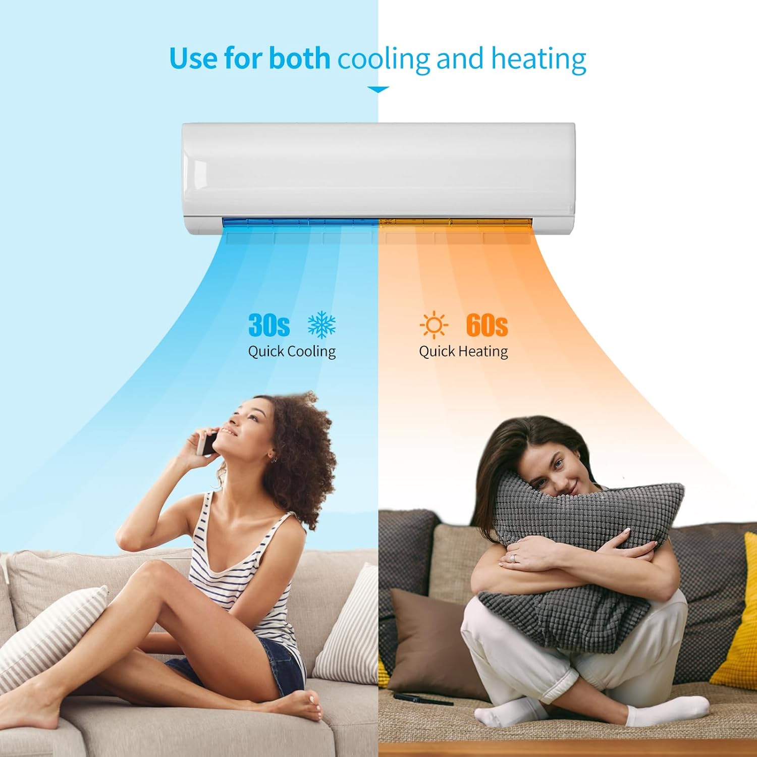 Split System Air Conditioner & Heater, 24000 BTU Split Air Conditioner with compressor and heat pump, 19 SEER4, WIFI Enabled, Remote Control, White