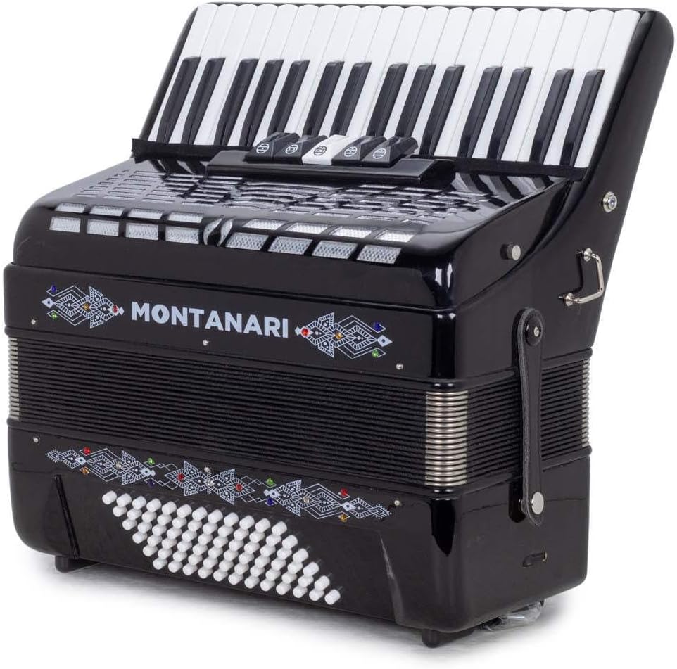Montanari Piano Accordion 5 switches 72 bass 34 Keys 5 switches Black