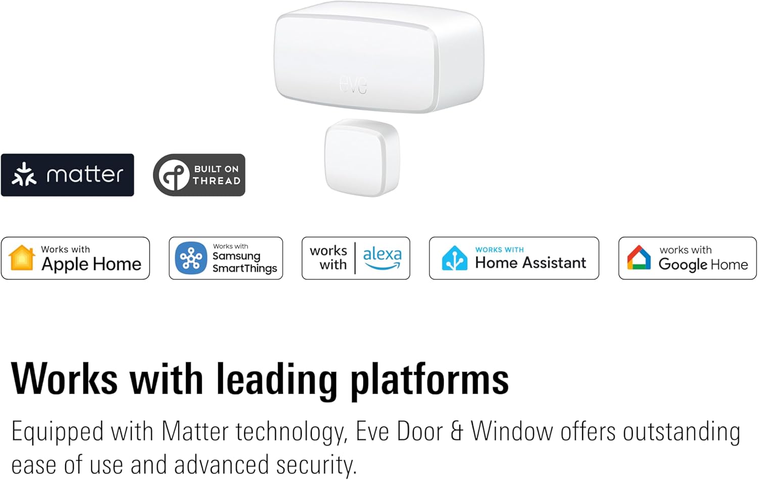 Eve Door & Window (Matter) 3 Pack – Smart Contact Sensor for Doors & Windows, Open/Closed State, Automatic Control of Accessories, Matter Over Thread, Apple Home, Alexa, Google Home, SmartThings