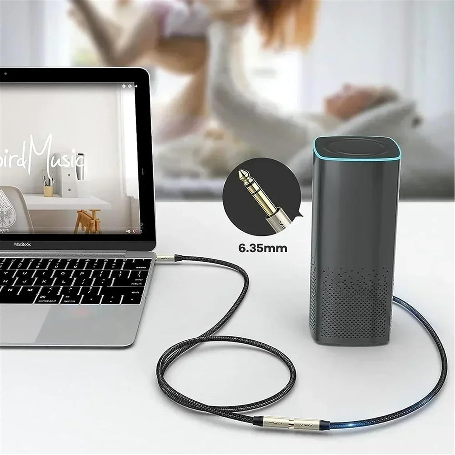 6.35mm to 3.5mm Headphone Adapter 1/4 Male to 1/8 Female TRS Stereo Jack Audio Extension Cord for Mixer Guitar Piano Amp Speaker(Pack of 5,8m)