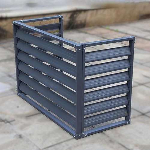 Outdoor Air Conditioner Cover Aluminum, All Weather Protective Cover, Trash Can Enclosure Freestanding Privacy Screen Fence Panels AC Unit Cover Flower Stand Condenser Protective Cover ( Color : Gra