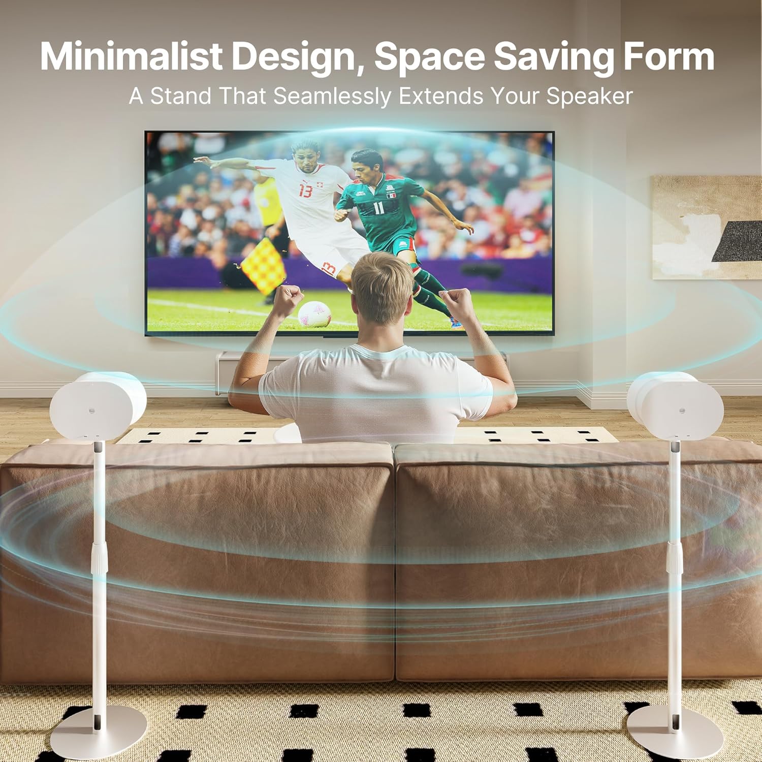 Speaker Stands Pair for Sonos Era 100 and Era 300, Height-Adjustable from 26.9