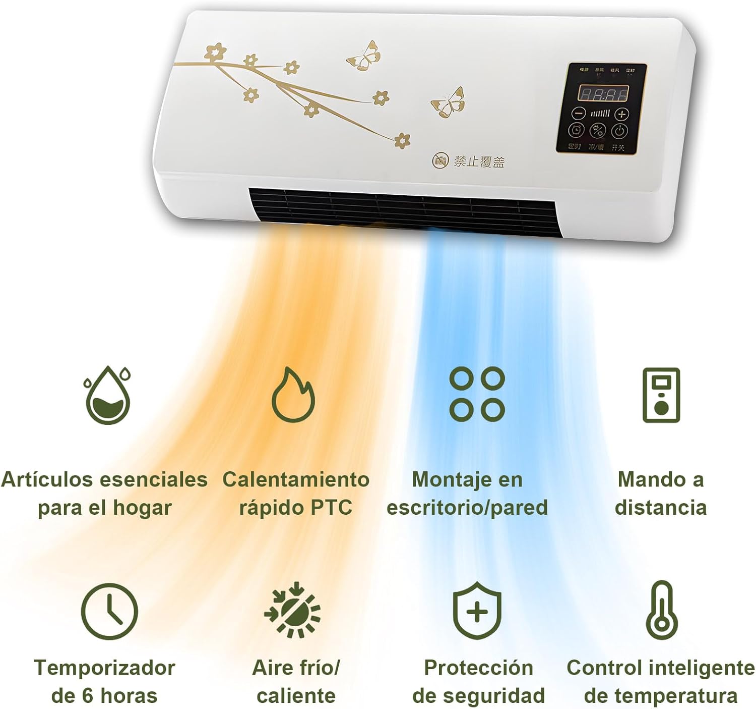 Enchantia Wall Mounted Air Conditioner, Cooling and Heating Portable Air Conditioning Split Max With Remote Control and Digital Display Screen, Wall-Mounted 2-In-1 Mini Split Thermostat