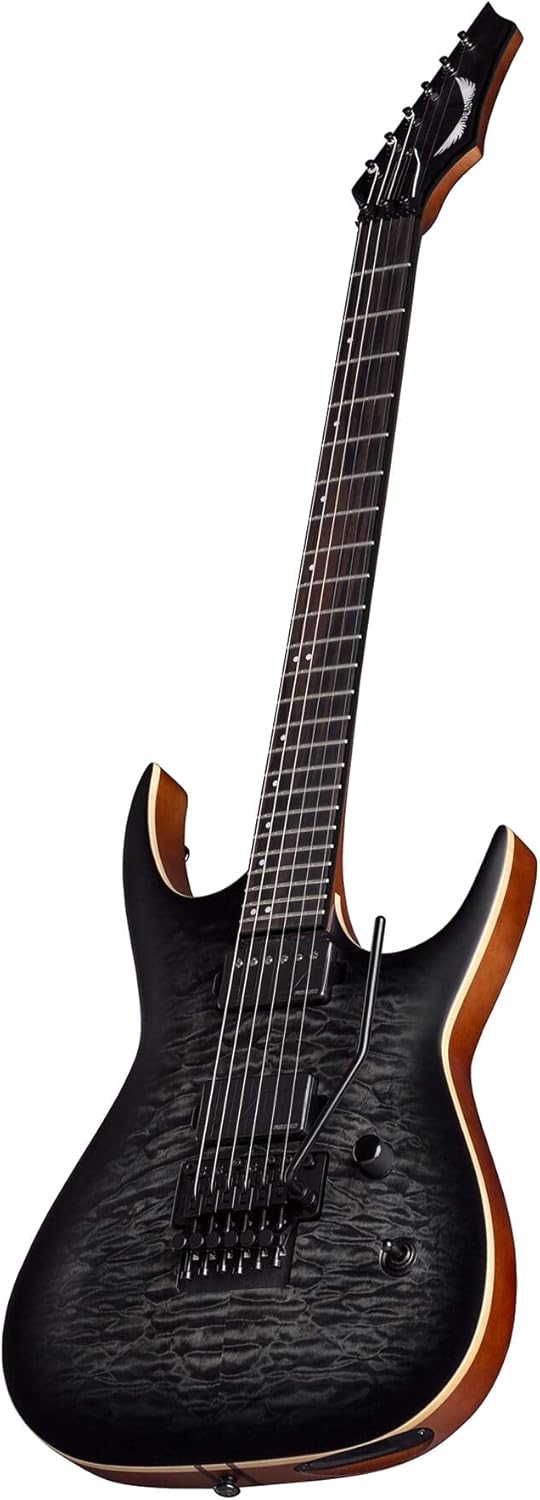 Dean Exile Select Floyd Neck-Thru Archtop, Satin Black Burst, EXILE SEL F NT QM SBB