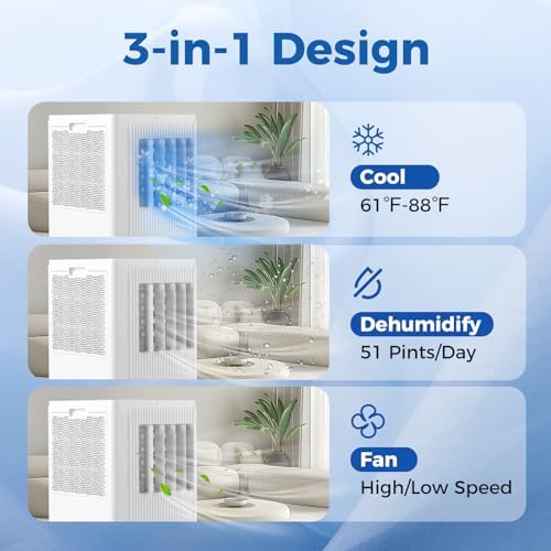 DORTALA Portable Air Conditioners 10000 BTU, Portable AC Unit with Cool, Fan & Dry Mode, Quiet Standing Air Conditioner with Remote, 24H Timer, Sleep Mode & Installation Kit, Cools up to 350 Sq. Ft