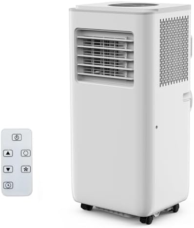 10000 BTU Portable Air Conditioner with Cooling, Heating & Dehumidifying – Cools up to 450 sq ft, Quiet Sleep Mode, Remote Control & 24H Timer, 360° Casters & Window Kit