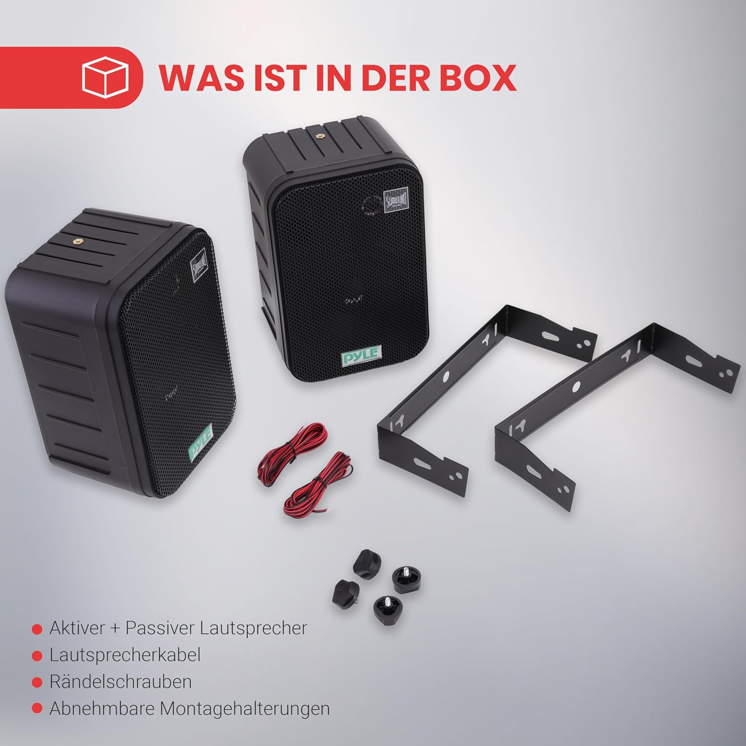 Pyle 2 Way Speaker System Pair - 500W Peak Power 6.5 Inch Passive Weatherproof Wall / Ceiling Mounted - Heavy Duty Universal Mount - Use for Pool, Patio, Indoor, Outdoor (Black)