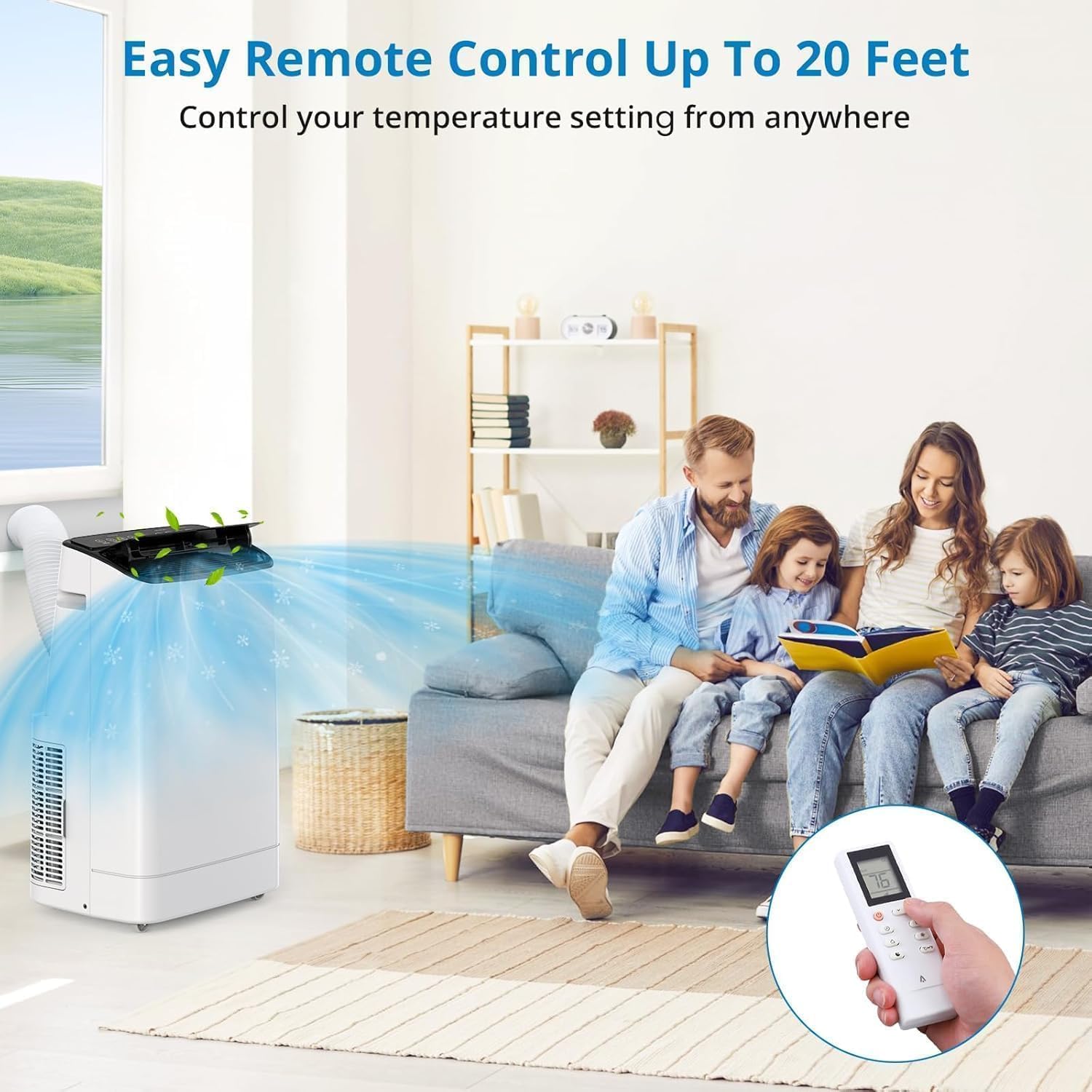 14,000 Portable Air Conditioner With Remote Control, 3 In 1 AC Unit Cooling for 750 Sq. Ft, 24H Timer Dehumidifier & Fan Modes, Window Kit Included, Air Conditioner for Living Bed Room