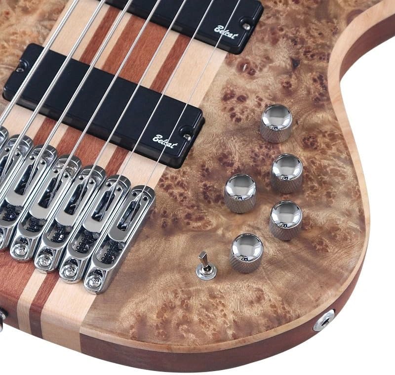 7-String Active Electric Bass Guitar, 43-Inch Full Size, Neck-Through,Canada Maple Neck & Fretboard