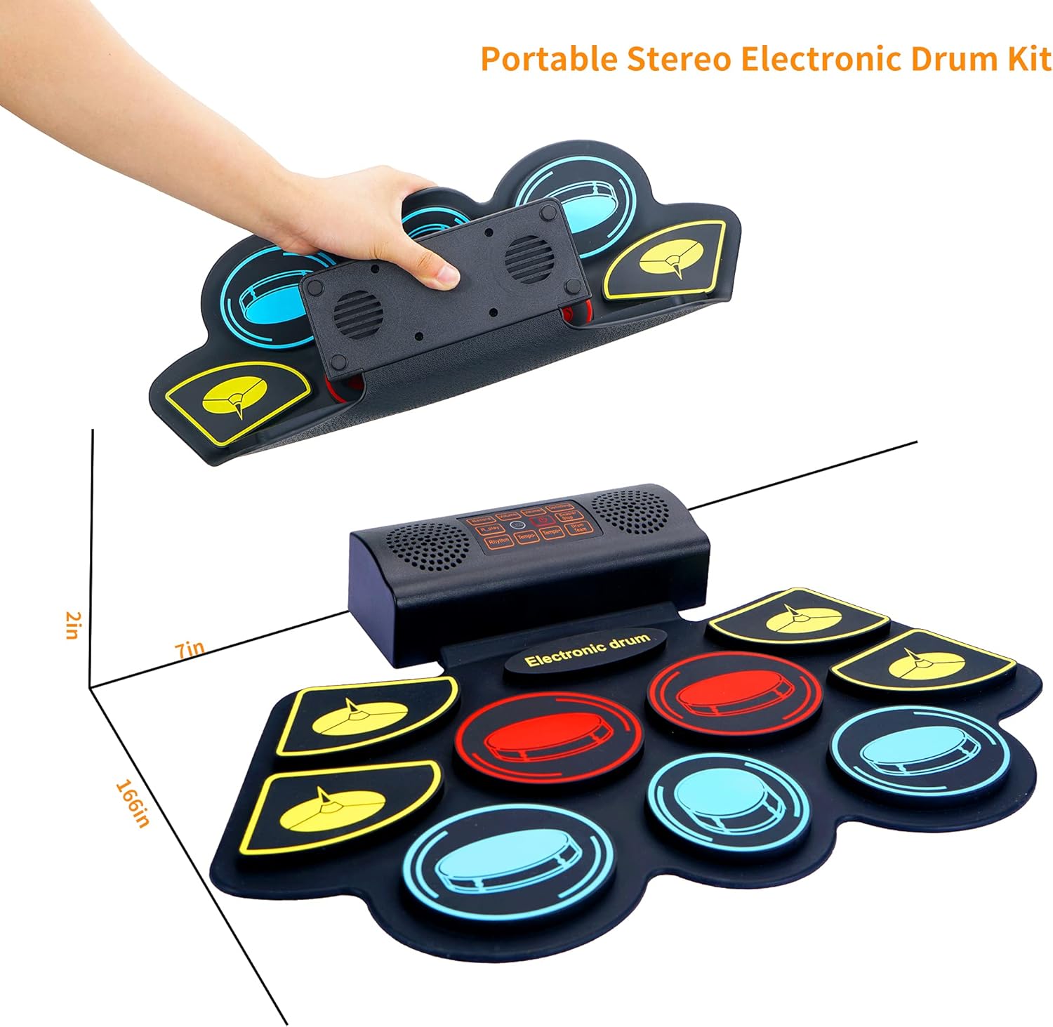 Electric Drum Set for Kids, Electronic Drum Pad with Light Up Drumsticks and Drum Stand, Bulit-in Double Speakers and Rechargeable Battery, Kids Drum Set with LED Drumsticks, 9 Pads Digital Drum Kit