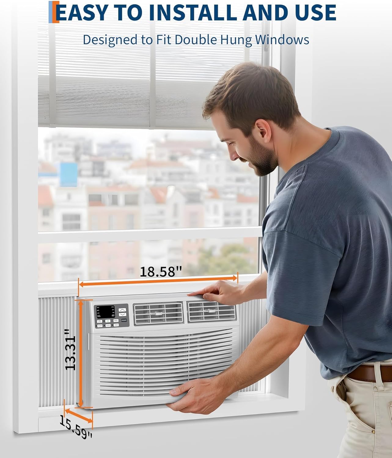 8,000 BTU Window Air Conditioner, Cools Up to 350 Sq. Ft with Cooling, 3 Fan Speed, Window-Mounted Room Ac Window Unit with Remote, Easy Install Kit for Home