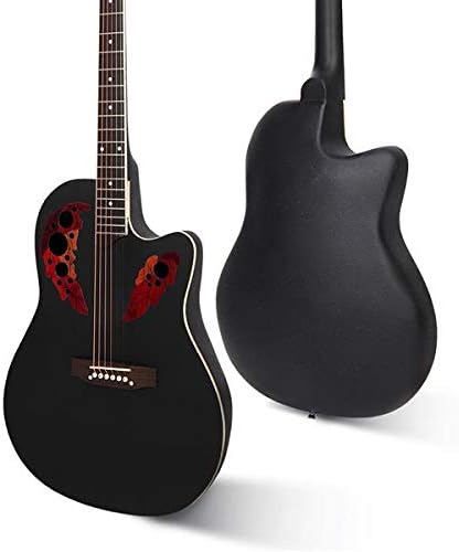 41 inch Cutawary Round Back Acoustic Guitar Spruce Top Grape Hole Black