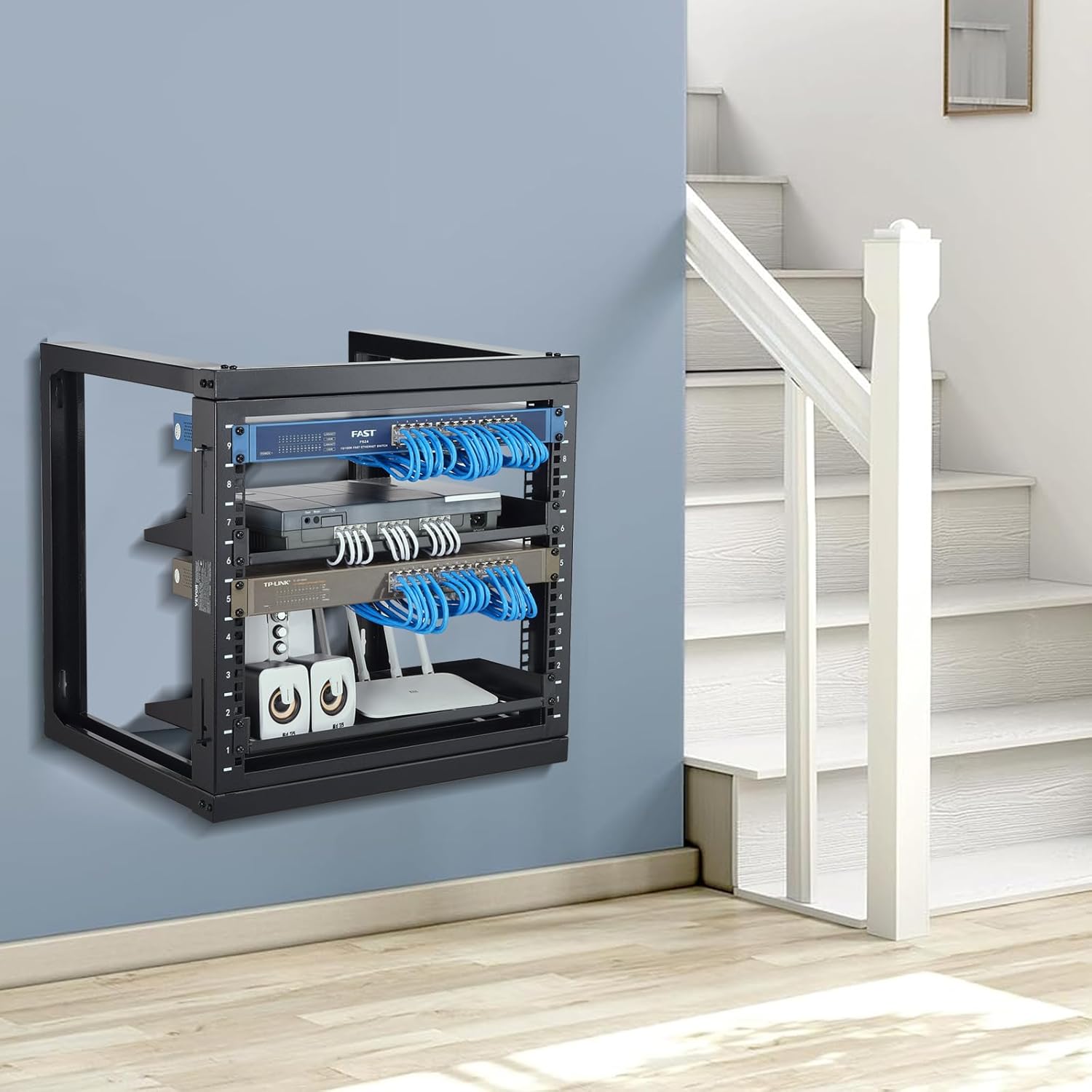 VEVOR 9U Server Rack, Wall Mount Network Rack for 19 Inch IT & AV Equipment, Open Frame 18