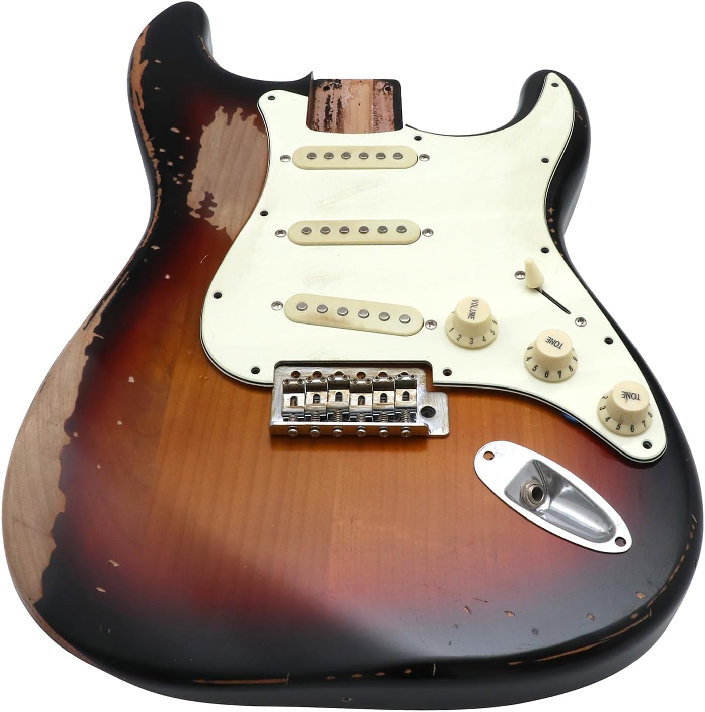 Sunsmile DIY Electric Guitar Kit ST Style Heavy Relic Aged Vintage with Alder Body Hard Maple Neck Rosewood Fingerboard S-S-S 6 String Relic CR Hardware Build Your Own Guitar Relic 3 Tone Sunburst.