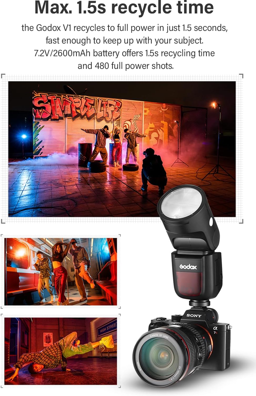 Godox V1 V1N Camera Flash with AK-R1 Accessories Kit for Nikon, V1-N 76Ws 2.4G TTL HSS Flash Speedlite Speedlight Kit with Diffusion Dome, 4 Filters, Snoot, Honeycomb Grid, 4-Way Barn Door