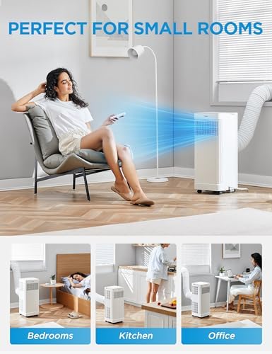 Midea 8,500 BTU ASHRAE (5,000 BTU SACC) Portable Air Conditioner, Smart Control, Cools up to 150 Sq. Ft., with Dehumidifier & Fan mode, Easy- to-use Remote Control & Window Installation Kit Included