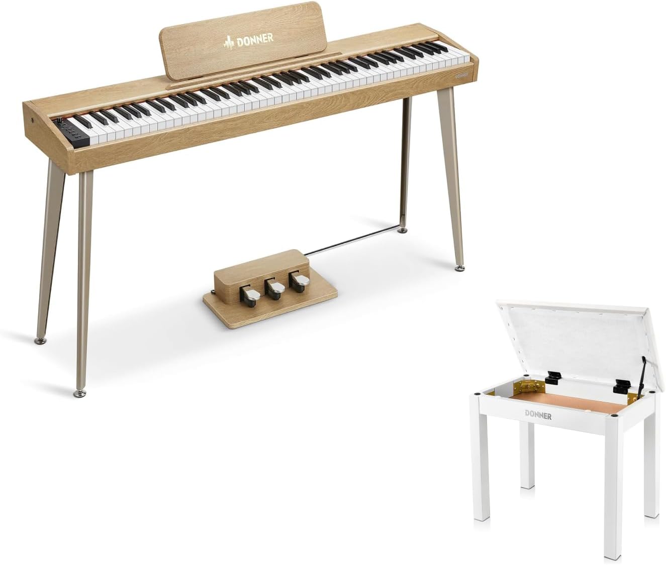 Donner OURA DDP-60 88 Key Digital Piano+Donner Piano Bench with Storage