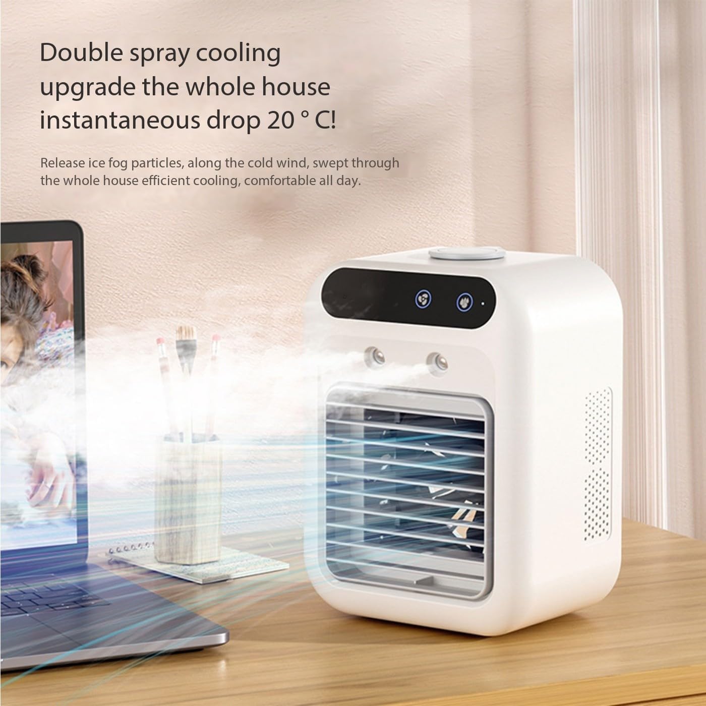 Mini Portable Air Conditioner, Household Refrigeration Air Cooler Desktop Mobile Cooler, Suitable for Home, Dorm, Office