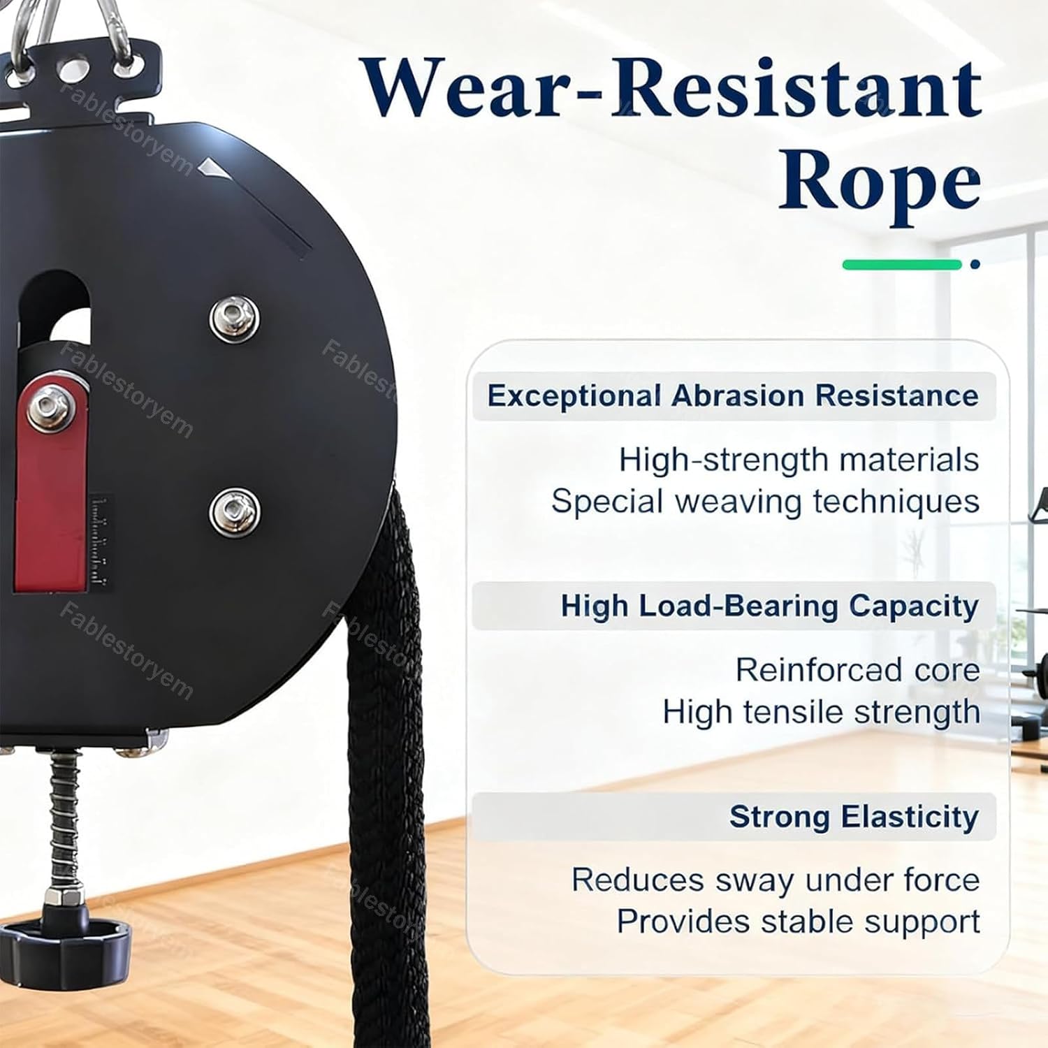 Fitness Rack Mounted Endless Rope Pulley System, Steel Drum Mounts on Upright, 14Ft Closed-Loop Nylon Rope, Home Gym Infinity Rope for Interval Resistance Training (with Strap & Buckles) Black