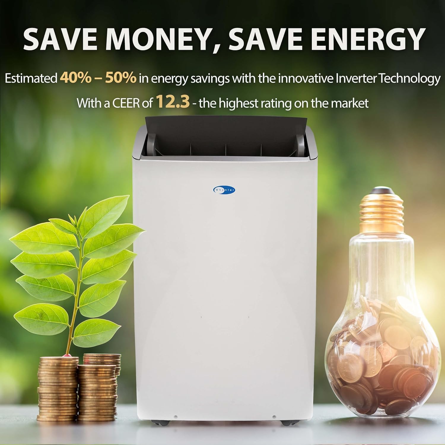 Whynter ARC-1230WN 14,000 BTU (12,000 BTU SACC) NEX Inverter Dual Hose Cooling Portable Air Conditioner, Dehumidifier, and Fan with Smart Wi-Fi, Up to 600 sq ft in White