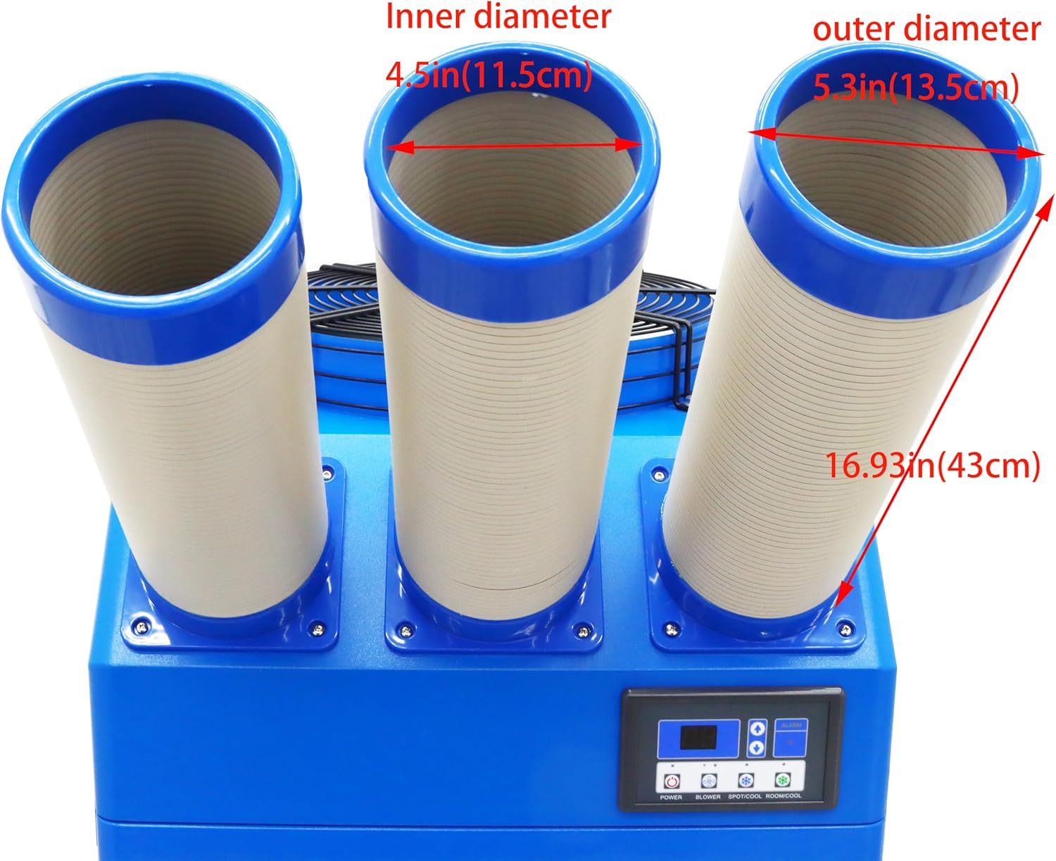 220VIndustrial Portable Air Conditioner Air Flow 910m³/h with Wheels 14L Tank Three Tube 2400W Commercial Spot Cooler Adjustable Outlet Ideal for Insititute Workshops Outdoor Events