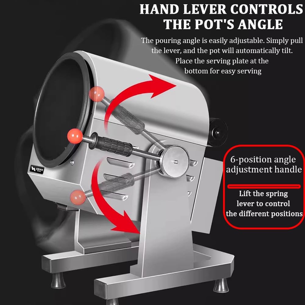 Non-Stick Automatic Cooking Machine, Household Countertop Gas-Powered Stir-Fry Machine, Stainless Steel Drum Stir-Fry Machine, with 4 Timers, Large Capacity Food Processor,36cm Wok