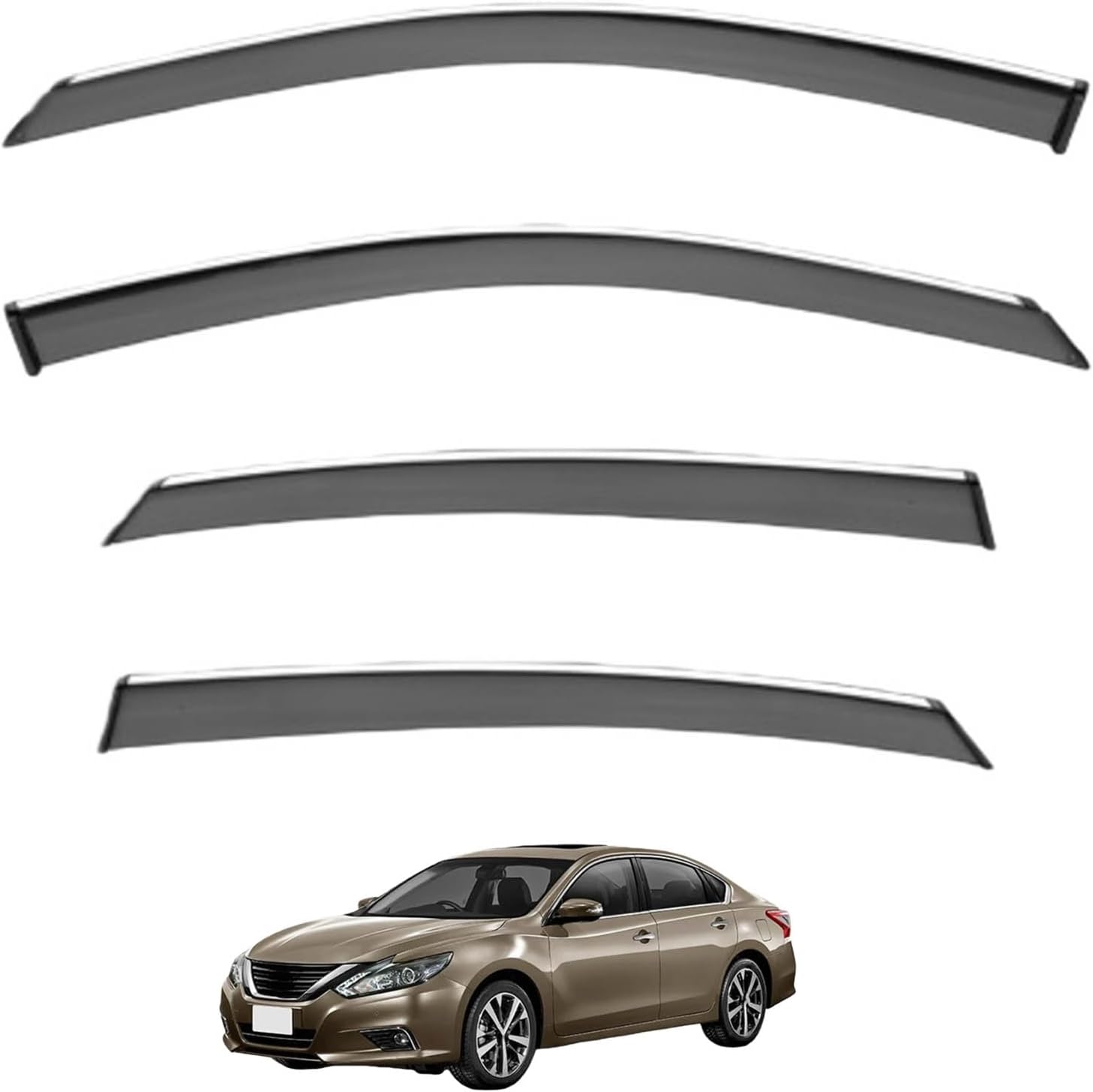 Window Deflectors for Nissan Teana Altima MK5-L33 2013-2018, Sun Rain Guard Window Visors Vent Shades with Bright Stripes Car Accessories